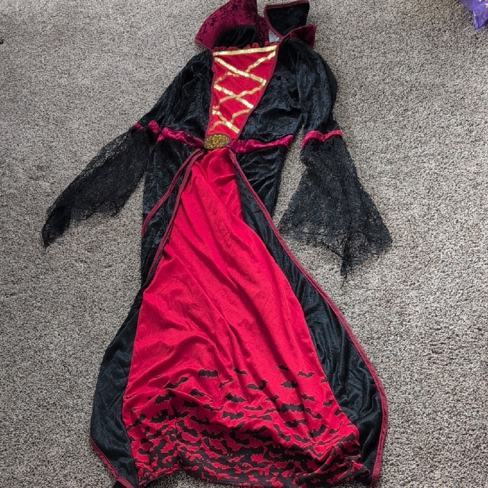 Elegant Red and Black Gothic Dress